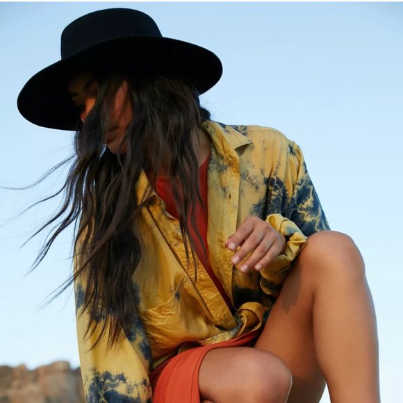 Accessories - BLACK WOOL WIDE BRIM PANAMA FEDORA HAT BLOGGER